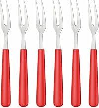 Jogo De Garfos Para Petiscos Em Aço Inox Com Cabo Plástico Ideal Para Aperitivos Frios E Entradas Kit 6 Unidades (Salmão)