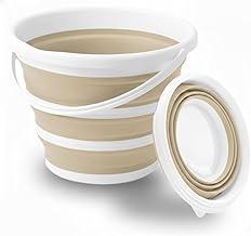 Balde Dobrável 10L Espaçoso e Resistente Portátil para Limpeza e Organização (Off White)