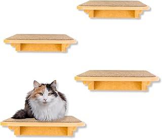 Playgorund Para Gatos 4Pçs (2Pçs M e 2Pçs G) Premium Ressitente Já Montado Com Kit Fixação Seguro (CARPETE MARROM)