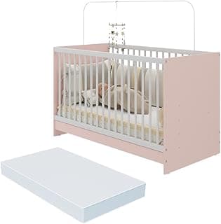Berço 3 em 1 com Colchão Incluso Multimóveis Mp4394 Rosa/branco