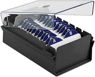 Acrimet Fichário Porta Cartão de Visita, Índice AZ Incluso, Base de Metal Cor Preto com Tampa Cristal, 910.7