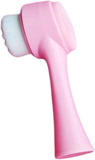 Escova de Limpeza Facial 2 em 1 com Cerdas de Silicone para Skin Care, Massageador e Esfoliante Portátil, Espuma Automática (Rosa)