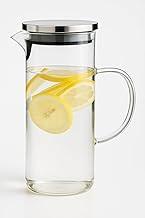 Jarra de Vidro Borossilicato com Tampa Inox | Resistente ao Calor e Frio | Ideal para Água, Sucos, Chá Gelado e Bebidas | Transparente (1L)