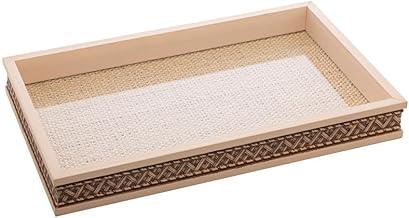 WOLFF - Bandeja de Madeira com Sisal Trançado Bege 37,5cm x 23,5cm x 4cm - Woodart