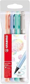 Caneta PointMax Cores Pastel, Stabilo 55.6700, Azul Glacial/Verde Água/Salmão/Cinza Claro, Pacote de 4