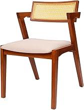 Cadeira de Jantar Estofada Madeira Maciça Com Telinha Rattan Natural Stter (Linho Cru)
