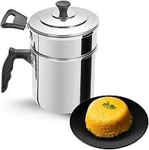 Cuscuzeira Individual de Alumínio Polido, 15 cm Altura, 10 cm Diâmetro, com Tampa e Alça, para Cuscuz e Legumes a Vapor