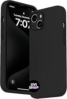 Capa Case Capinha Para iPhone 13 Silicone Com Bordas Elevadas Aveludada Forro Premium (PRETO)