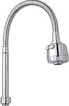 Tubo Gourmet Flexível de Cozinha, Metal Cromado, Prateado, Uso em Cozinha, Montagem em Mesa ou Parede, Jato Duplo com Chuveirinho, 43cm, Arejador Regulável