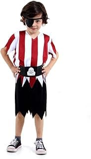 Sulamericana Fantasias Pirata Infantil, P 3/4 Anos, Vermelho/Preto/Branco