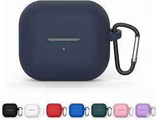 Capa Case Protetora Silicone compatível Galaxy Buds 3 Buds 3 Pro 2024 para Fone Ouvido Sem Fio Anti Choque Choque Resistente Case Capinha Protetor Estojo Carregador Keychain Chaveiro (Azul)