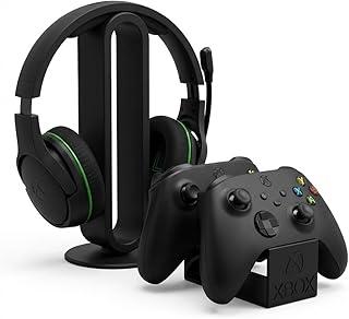 Kit Gamer Organizador com Suporte para Headset e Suporte Duplo para Controles, Compatível com Xbox, PS5, PC, Tema Xbox, 23cm Altura