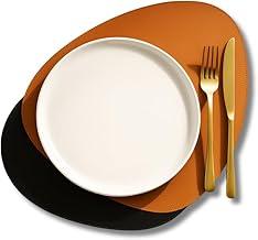 Jogo Americano Sousplat Dupla Face em Couro Ecológico Formato Orgânico Impermeável, Resistente e Fácil de Limpar, Elegante para Mesa Posta e Decoração (6)