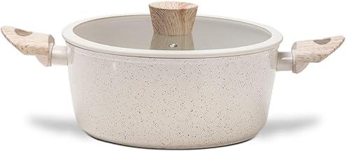 Brinox - Panela Caçarola de Indução Ceramic Life Sirius Ø24 cm 4L com Tampa e Revestimento Cerâmico Antiaderente - Vanilla