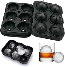 Forma de Silicone para Gelo 6 Esferas - Molde de Gelo Bola para Whisky Gin Drinks Coquetéis - Forma Silicone flexível e resistente - Gelo Derretimento Lento - UpShop (Preto)