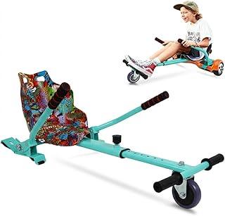 Joyfox Hoverkart Universal para Hoverboard 6.5", 8.5" e 10" com Assento Ergonômico, Estrutura Ajustável em Aço Carbono, Peso Máximo 100kg, Fácil Montagem - Ciano