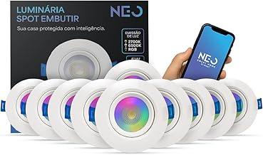 Kit 10 ou 5 Spot Led Smart Inteligente Wi-fi 2.4 GHz Embutir 5w RGB 110v/220v Redondo ou Quadrado Branco Neo Avant (Redondo, 10)