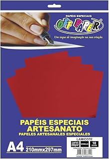 Papel Lamicotel Vermelho A4 250g – OFF PAPER | Pacote com 10 Folhas | Papel Brilhante para Convites, Artesanato, Impressão Criativa, Cartões e Projetos Especiais