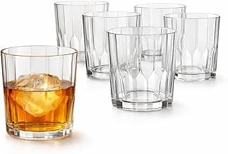 Conjunto 6 Copos de Vidro Rocks Zaira 340ml Transparente Design Geométrico Moderno para Drinks Whisky Coquetéis Vidro Resistente Elegante para Casa Bar Cozinha