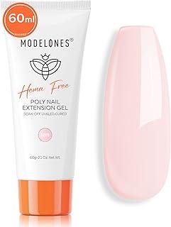 modelones Gel de poli unhas, sem hema, 60 ml, mal-rosa, gel de extensão de poli, aumento de unhas, espessamento, rosa transparente, sobreposições de construtor, moldagem 3D, uso caseiro, salão de