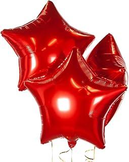 Kit 10 Balão Estrela Metalizado 18" (45cm) Foil – Diversas Cores – Decoração de Festa, Aniversário, Casamento, Formatura, Chá Revelação, Eventos, Balão Hélio ou Ar (vermelho)