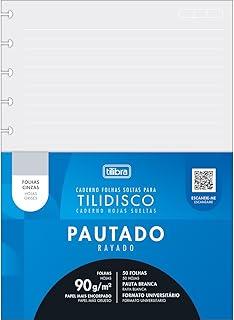 Tilibra - Refil para Tilidisco Universitário Folhas Cinzas Pauta Branca 50 Folhas