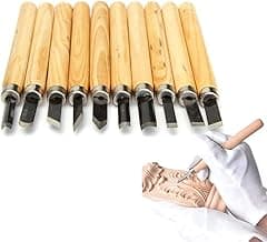 Jogo Kit De Goiva Mini Formão Xilogravura 10pçs P/Entalhar Esculpir Madeira Resina Gesso Argila