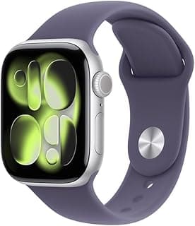 Apple Watch Series 11 GPS, Caixa em alumínio prateado de 42 mm com Bracelete desportiva roxo névoa - P/M