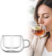 Xícara Vidro Parede Dupla 200ml Café Expresso Borossilicato Caneca Kit Xícaras Chá Copo Duplo Térmico para Capuccino de Design Moderno Jogo Transparente