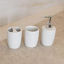 Wolff - Conjunto 3 Peças para Banheiro Branco - Porta Sabonete, Porta Algodão e Porta Escova