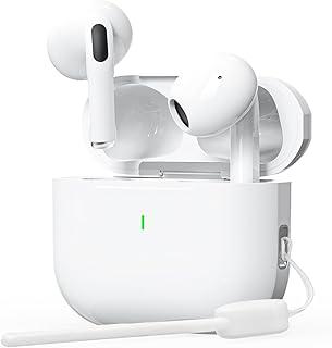 Fone de Ouvido Bluetooth Sem Fio 5.3, Bateria 24H, Modo de Fone Ouvido único e Dois Compatível iOS Android, 360 Estéreo Graves Potentes, Chipset de Redução para Músicas, Chamadas e Games, Branco