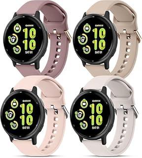 Pacote com 4 pulseiras de relógio compatíveis com Garmin Vivoactive 6/Vivoactive 5/Vivoactive 3, pulseira esportiva de silicone macio para Garmin Venu 2 Plus/Venu Sq/Venu