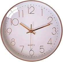 Relógio de Parede 25cm Silencioso Sem Tic-Tac Quartz Branco, Decorativo Moderno para Cozinha, Escritório, Quarto e Sala