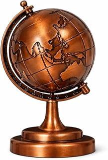 Globo Terrestre Giratório Decorativo Base de Metal Mapa Mundi Esfera de Metal Enfeite Mesa Sofisticado Luxo Escritório (Rose)