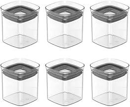 Ou Conjunto 6 Potes Organizadores Herméticos 150ml Transparente Linha Block