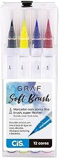 Marcador Graf Soft Brush CIS, Estojo com 12 cores, Multicor