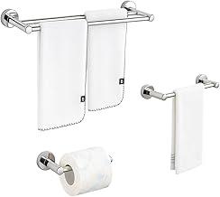 LUMAI Kit com Toalheiro Inox Duplo 60cm, Porta Papel Higiênico e Suporte Toalha de Rosto em Aço Inox 304 para Banheiro e Lavabo
