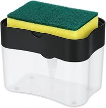 Dispenser De Detergente 600ml 2 em 1 Com Esponja Dosador Automático Ideal para Cozinha Organização e Limpeza Premium Porta detergente de Pia FONSES (PRETO)