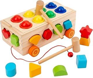 Trailer Montessori – Brinquedo Educativo de Madeira, Desenvolve Coordenação Motora, Encaixe e Lógica, Presente Criativo para Crianças 2+ Anos