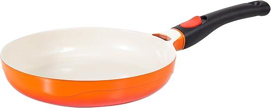 LE COOK Frigideira Premier Revestimento Cerâmica Antiaderente 28cm Laranja Cabo Destacável Alta Performance, Fundo de Indução, Forno, Fogão Gás Elétrico Vitrocerâmico