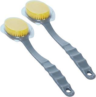 Escova de Banho com Cerdas Macias e Cabo Longo - Ideal para Massagear e Esfoliar as Costas - Escovação Suave da pele (CINZA) 1 Unidade