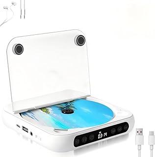 135 x 135 x 25 mm Mini CD Player Portatil, 2000mAh Toca CD Portatil, Leitor de CD Portátil com Bluetooth, CD DVD Player Multifuncional, Radio CD Player, Leitor de Música de Mesa para Casa