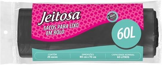 Jeitosa - Saco para Lixo de 60 Litros, Rolo com 25 Sacos, Cor Preta, Bettanin