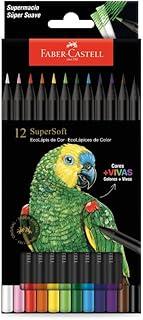 Faber-Castell Lápis De Cor Supersoft com 12 Cores - Ecolápis super mácio com cores mais vivas, excelente cobertura
