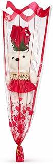 Presente Romântico com Urso de Pelúcia Rosa Vermelha e Embalagem Decorativa Premium Tema Te Amo Dia dos Namorados Encontro Dia das Mães