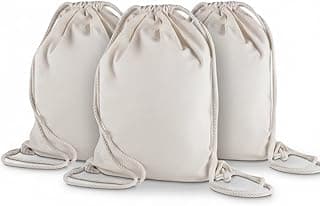 Mochila Saco em Algodão, Cor Natural, 41x33x10cm, Cordão Ajustável, 145g/m², Kit com 10 Unidades