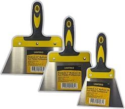 Kit Espátula de Aço Polido Cabo Emborrachado Profissional Multiuso Para Massa Gesso