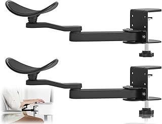 Apoio de Braço Ajustável, Apoio de Pulso, Suporte de Mesa Universal, Um Conjunto Contém 2 Peças, Preto