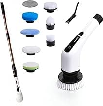 Esfregão Elétrico Giratório 9 em 1 Mop Sem Fio com Cabo Extensível Limpeza Profunda para Banheiro com escovas multiuso Cozinha Piso Vidro e Carro (9 em 1)
