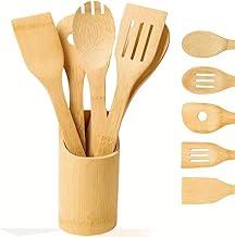 Kit Utensílios de Cozinha Bambu 5 Peça c/Suporte